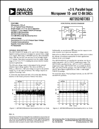 AD7392AR datasheet: 0.3-8V; 50mA; parallel input micropower 10 and 12-bit DAC AD7392AR