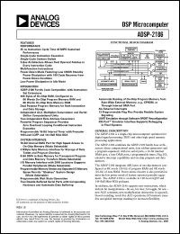 ADSP-2186KST-160 datasheet: Instruction rate:40.0MHz; DSP microcomputer ADSP-2186KST-160