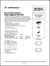 MC74ACT74DTR2 datasheet: Dual D Type Positive Edge Triggered Flip Flop MC74ACT74DTR2