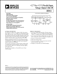 AD7801BR datasheet: 0.3-7V; 700-870mW; parallel input, voltage output 8-bit DAC. For portable battery powered instrumnets, digital gain and offset adjustment AD7801BR