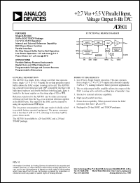 AD7801BRU datasheet: 0.3-7V; 700-870mW; parallel input, voltage output 8-bit DAC. For portable battery powered instrumnets, digital gain and offset adjustment AD7801BRU