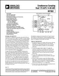 AD7863AR-3 datasheet: 0.3-7V; 450mW; simultaneous sampling dual 175kSPS 14-bit ADC. For AC motor control, inuterrupted power supplies AD7863AR-3