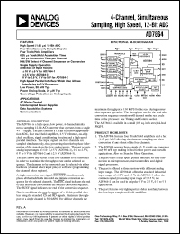 AD7864AS-3 datasheet: 0.3-7V; 450mW; 4-channel, simultaneous sampling, high speed 12-bit ADC. For AC motor control, inuterrupted power supplies AD7864AS-3