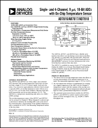 AD7816AR datasheet: 0.3-7V; 450mW; single and 4-channel, 10-bit ADC with on-chip temperature sensor AD7816AR