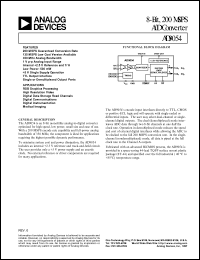 AD9054/PCB datasheet: 6V; 20mA; 8-bit, 200MSPS A/D converter. For RGB graphics processing, high resolution video, digital data storage read channels AD9054/PCB