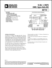 AD7723BS datasheet: 0.3-7V; 16-bit, 1.2MSPS CMOS, sigma-delta ADC AD7723BS