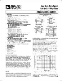 AD8051AR-REEL7 datasheet: 12.6V; low cost, high speed, rail-to-rail amplifier. For coax cable driver, active filter, video switches, video switches, A/D driver AD8051AR-REEL7