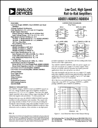 AD8054ARU datasheet: 12.6V; low cost, high speed, rail-to-rail amplifier. For coax cable driver, active filter, video switches, video switches, A/D driver AD8054ARU