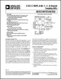 AD7822BN datasheet: 0.3-7V; 450mW; 2MSPS, 8-bit 1/4/8-channel sampling ADC. For data acquisition systems, DSP front ends, disk driver AD7822BN
