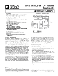 AD7825BN datasheet: 0.3-7V; 450mW; 2MSPS, 8-bit 1/4/8-channel sampling ADC. For data acquisition systems, DSP front ends, disk driver AD7825BN