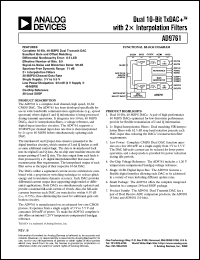 AD9761ARS datasheet: Dual 10-bit TxDAC+ with 2X interpolation filter AD9761ARS