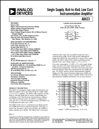 AD623ARM-REEL7 datasheet: 6V; 650mW; single supply, rail-to-rail, low cost instrumnetation amplifier AD623ARM-REEL7