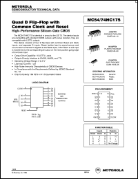 MC74HC175DTR2 datasheet: Quad D Flip-Flop With Common Clock & Reset MC74HC175DTR2