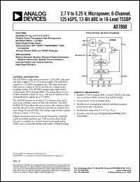 AD7888BR datasheet: 2.7-5.25V; micropower, 8-channel 125MSPS, 12-bit ADC AD7888BR