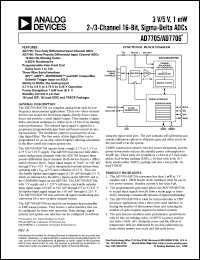 AD7705BRU datasheet: 0.3-7V; 3/5V, 1mW; 2/3-channel 16-bit, sigma-delta ADC AD7705BRU