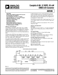 AD9280ARS datasheet: Complete 8-bit, 32MSPS, 95mW; CMOS A/D converter AD9280ARS