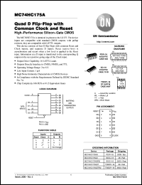 MC74HC175AD datasheet: Quad D Flip-Flop with Common Clock and Reset MC74HC175AD