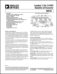 AD9225ARS datasheet: complete 12-bit, 25MSPS monolithic A/D converter AD9225ARS