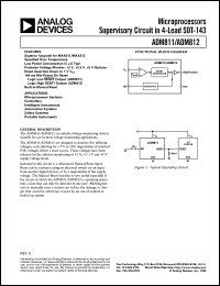 ADM811LART-REEL datasheet: 0.3-6V; 200mW; microprocessor supervisory circuit. For microprocessor systems, controllers, intelligent instrumnets, automotive systems, safety systems, portable instruments ADM811LART-REEL
