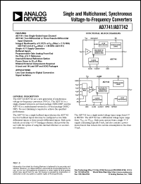 AD7741BN datasheet: 0.3-7V; 450mW; single and multichannel, synchronous voltage-to-frequency converter AD7741BN