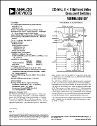 AD8108AST datasheet: 12.0V; 2.6W; 325MHz, 8 x 8 buffered video crosspoint switch AD8108AST