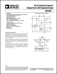 ADP3607AR-5 datasheet: 5V; 50mA; switched capacitor voltage boost with regulated output. For computer peripherals and add-on cards, portable instrumnets ADP3607AR-5