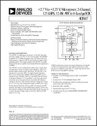 AD7887AR datasheet: 2.7-5.25V; micropower, 2-channel, 125kSPS, 12-bit ADC AD7887AR