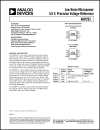 ADR293ER-REEL datasheet: 18V; low noise micropower precision voltage reference. For portable instrumnetation, precision reference for 5V systems, A/D and D/A converter reference ADR293ER-REEL