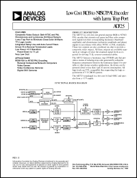 AD725AR datasheet: 6V; 800mW; low cost RGB to NTSC/PAL encoder with luma trap port AD725AR