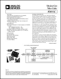 ADV601LCJST datasheet: 6V; 800mW; ultralow cost video codec. For PC video editing, remote CCTV surveillance, digital camcorders, digital video tape ADV601LCJST
