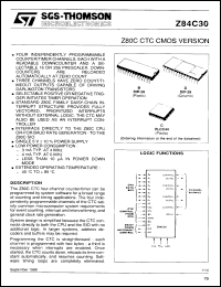 Z84C30AC6 datasheet: CMOS counter timer control, 4MHz Z84C30AC6