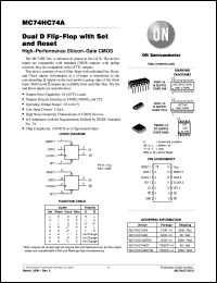 MC74HC74ADTR2 datasheet: Dual D Flip-Flop With Set and Reset MC74HC74ADTR2