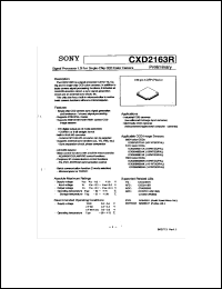 CXD2163R datasheet: Signal processor LSI for single-chip CCD color camera CXD2163R