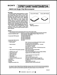 CXP80724AR datasheet: CMOS 8-bit single chip microcomputer, 24Kbytes CXP80724AR