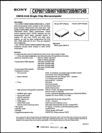 CXP80712BQ datasheet: CMOS 8-bit single chip microcomputer, 12 Kbytes ROM, 800 bytes RAM CXP80712BQ