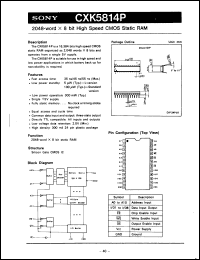 CXK5814P-45 datasheet: 2048-word x 8 bit high speed CMOS static RAM, 45ns CXK5814P-45