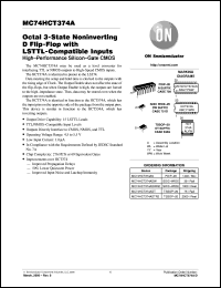 MC74HCT374ADTR2 datasheet: Octal 3-State NonInverting D Flip-Flop with LSTTL Compatible Inputs MC74HCT374ADTR2