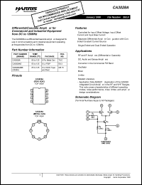 CA3028A datasheet: Differential/cascode amplifier for commercial and industrial equipment from DC to 120MHz CA3028A
