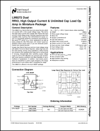 LM8272MMX datasheet: RRIO, High Output Current & Unlimited Cap Load Op Amp in Miniature Package LM8272MMX