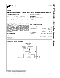 LM74CIBP-5 datasheet: SPI/MICROWIRE Digital Temperature Sensor LM74CIBP-5