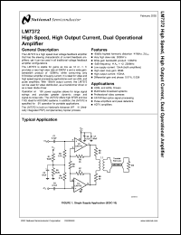 LM7372MWC datasheet: High Speed, High Output Current, Dual Operational Amplifier LM7372MWC