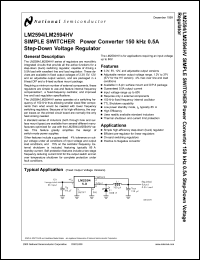 LM2594HV3.3MDC datasheet: SIMPLE SWITCHER Power Converter 150 KHz 0.5A Step-Down Voltage Regulator LM2594HV3.3MDC