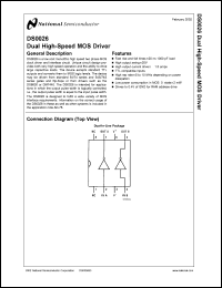 DS0026J-8 datasheet: 5 MHz Two Phase MOS Clock Driver DS0026J-8