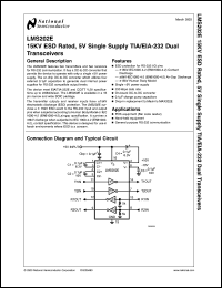 LMS202ECM datasheet: 15KV ESD Rated, 5V Single Supply TIA/EIA-232 Dual Transceivers LMS202ECM