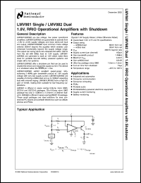 LMV981BLX datasheet: Single 1.8V, RRIO Operational Amplifiers with Shutdown LMV981BLX