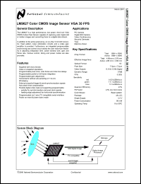 LM9627CCEA-2 datasheet: Color CMOS Image Sensor VGA 30 FPS LM9627CCEA-2