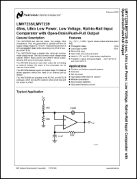 LMV7235M5X datasheet: 45 nsec, Ultra Low Power, Low Voltage, Rail-toRail Input Comparator with Open-Drain/Push-Pull Output LMV7235M5X