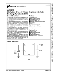 LMS5214IMGX-3.0 datasheet: 80mA, Low Dropout Voltage Regulator with Auto Discharge Function in SC70 LMS5214IMGX-3.0