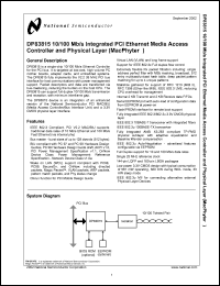 DP83815DUJB-AB datasheet: 10/100 Mb/s Integrated PCI Ethernet Media Access Controller and Physical Layer (MacPhyter) DP83815DUJB-AB