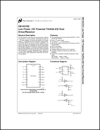 DS14C232CWM datasheet: Low Power +5V Powered TIA/EIA-232 Dual Driver/Receiver DS14C232CWM